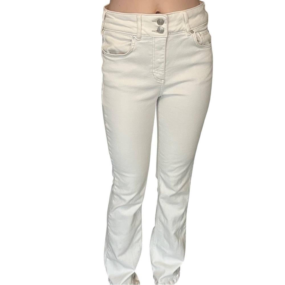Free People Jeans White Flare Leg Boot Western Casual Boho Cotton Jean Size 29